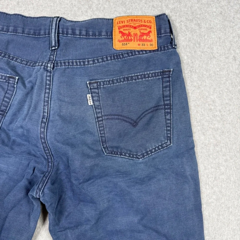 Levis 514 Straight Fit Blue Cotton Canvas Pants Mens 33x30 Preppy Blokecore